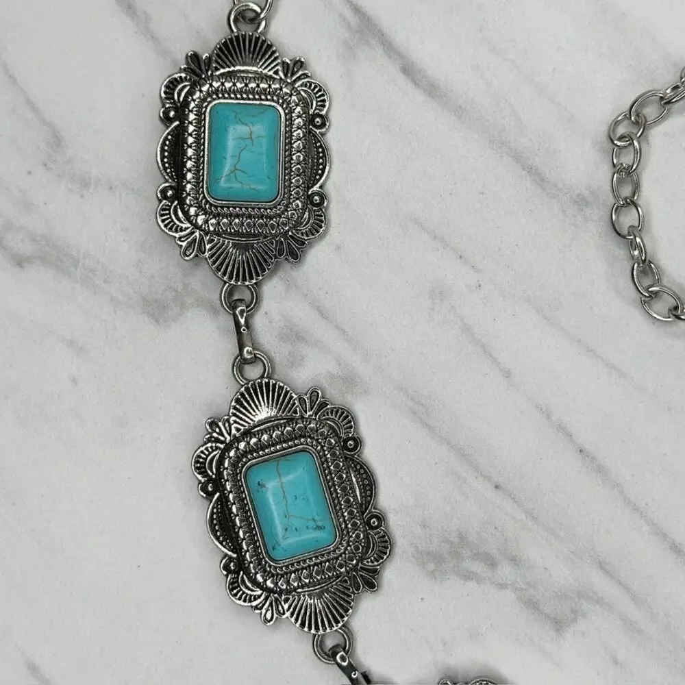 Faux Turquoise Western Concho Chain Belt OS ✨